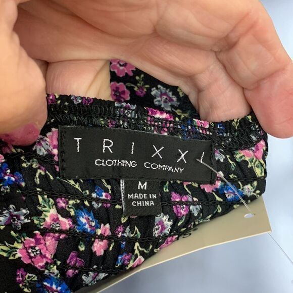 TRIXXI Size Medium long sleeve lightweight floral top on or off shoulders - Picture 7 of 12